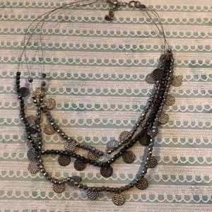 Layered necklace shades of silver